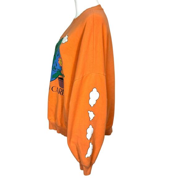 PACSUN Women's Large Orange Earth‎ Lover Ex-boyfriend Crew Neck Sweatshirt Cozy - Picture 3 of 10